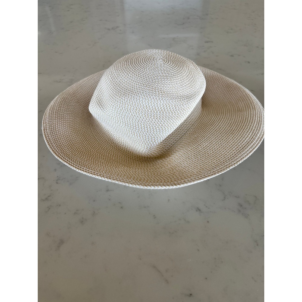 Eric Javits New York Squishee Straw Sun Hat Packable Cream Tan Wide Brim - Picture 6 of 8